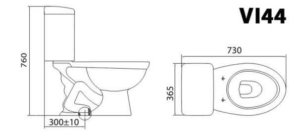 Bồn cầu 2 khối VIGLACERA VI44 nắp thường