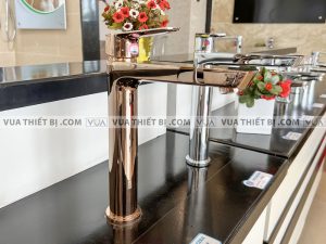 VIGLACERA VG125 - Vòi chậu lavabo cổ cao nóng lạnh 3 Vòi chậu lavabo VIGLACERA VG125 cổ cao nóng lạnh