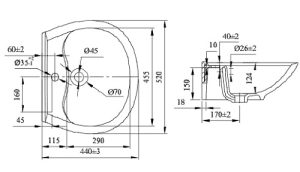 Bản vẽ chậu rửa mặt lavabo V39 VIGLACERA