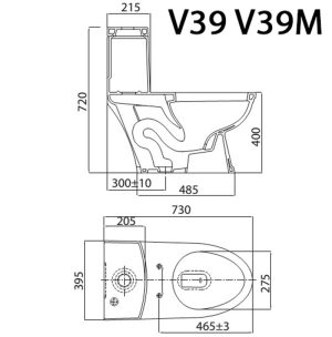 VIGLACERA V39 V39M - Bồn cầu 1 khối nắp êm 2 Bản vẽ kĩ thuật Bồn cầu 1 khối VIGLACERA V39 V39M nắp êm