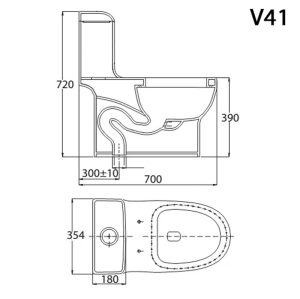 Bản vẽ kĩ thuật Bồn cầu 1 khối VIGLACERA V41 nắp êm