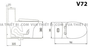 VIGLACERA V72 - Bồn cầu 1 khối nắp êm 3 bản-vẽ-kĩ-thuật-Bồn-cầu-1-khối-VIGLACERA-V72-nắp-êm