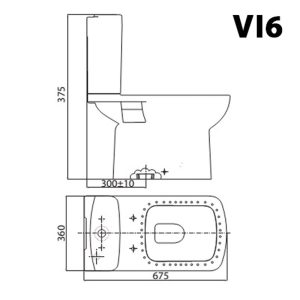 VIGLACERA VI6 - Bồn cầu 2 khối nắp êm 2 Bản vẽ kĩ thuật Bồn cầu 2 khối VIGLACERA VI6 nắp êm