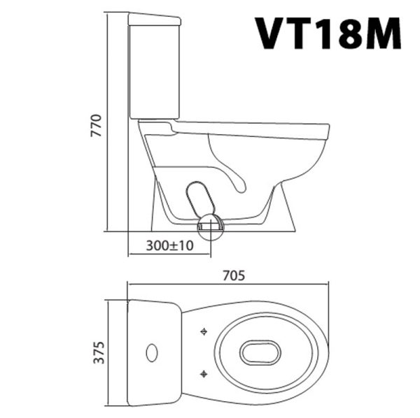 Bản vẽ kĩ thuật Bồn cầu 2 khối VIGLACERA VT18M