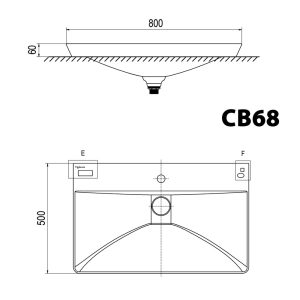 Bản vẽ kĩ thuật Chậu rửa mặt lavabo VIGLACERA CB68 đặt bàn