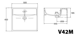 VIGLACERA V42M - Chậu rửa mặt lavabo đặt bàn 8 Bản vẽ kĩ thuật Chậu rửa mặt lavabo VIGLACERA V42M đặt bàn