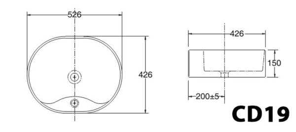 Chậu rửa mặt lavabo VIGLACERA CD19 đặt bàn