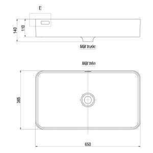 KÍCH THƯỚC Chậu rửa mặt lavabo VIGLACERA CM1 CM01 đặt bàn .