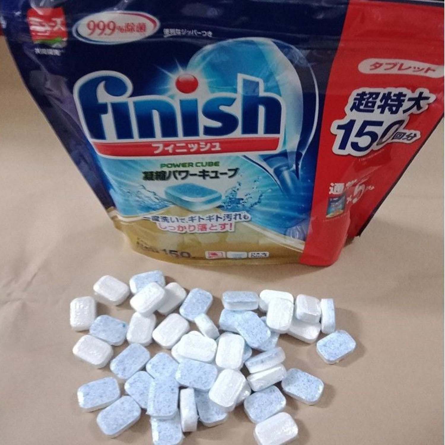Viên rửa bát FINISH Nhật túi 150 viên 6 Hinh anh thuc te Vien rua bat FINISH Nhat tui 150 vien 1