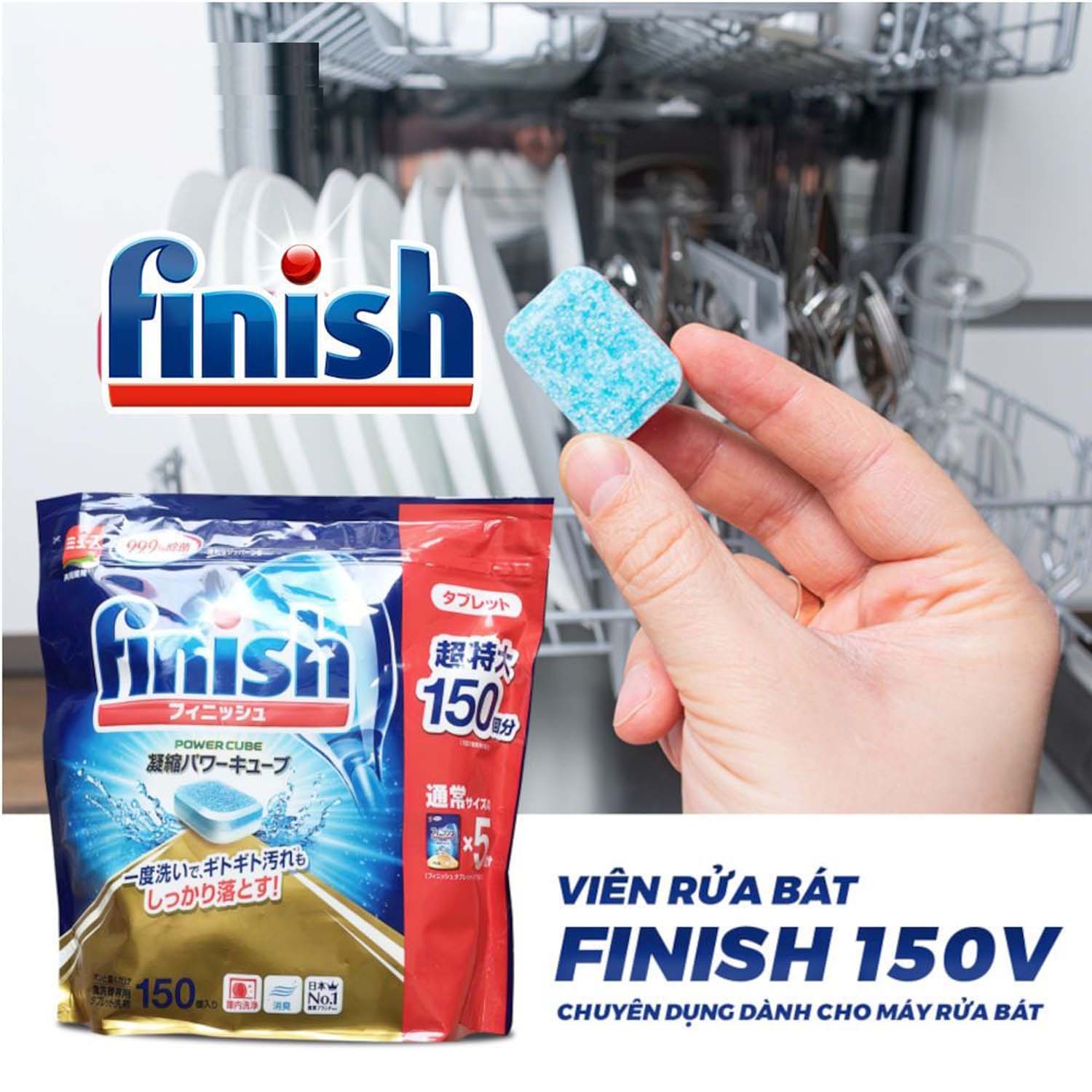 Viên rửa bát FINISH Nhật túi 150 viên 10 Hinh anh thuc te Vien rua bat FINISH Nhat tui 150 vien 4