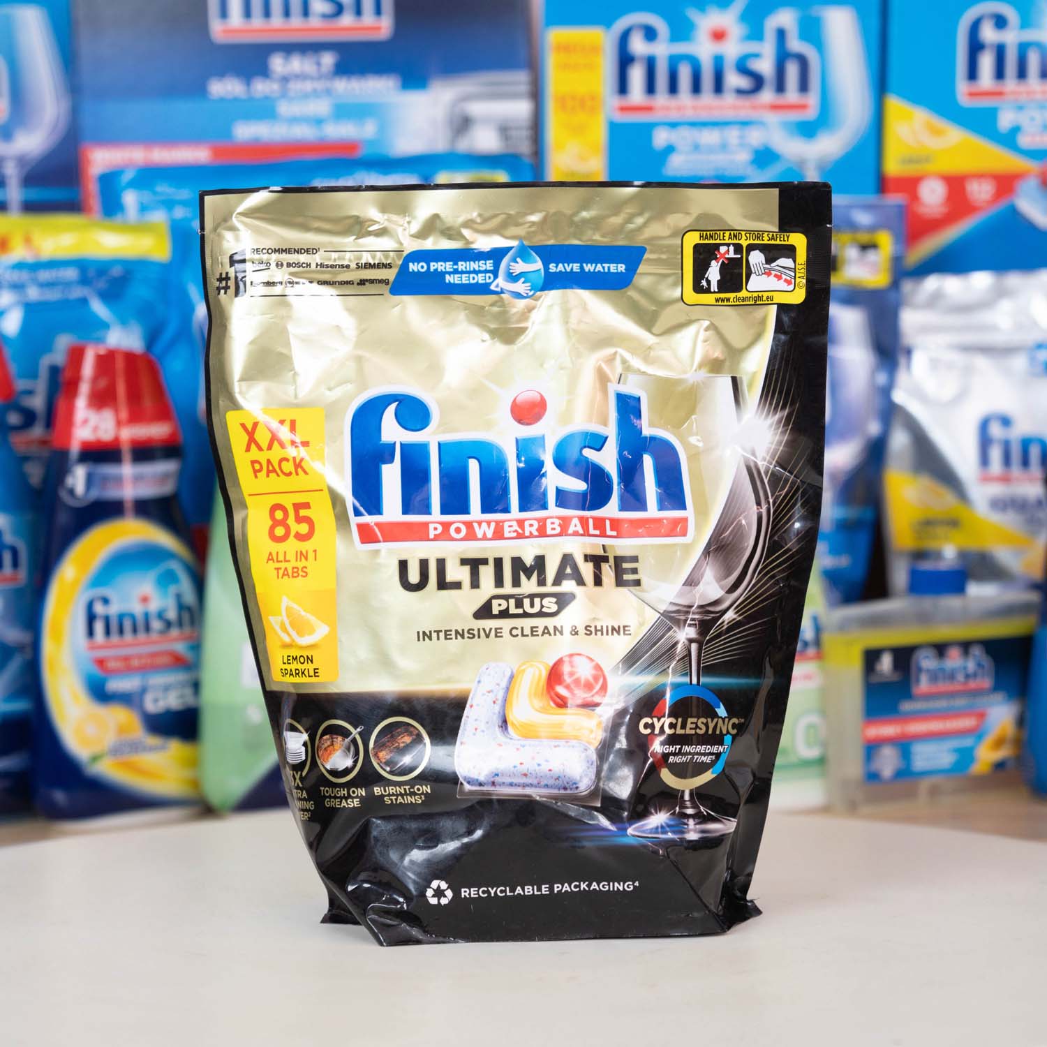 Viên rửa bát FINISH Ultimate Plus All in 1 túi 85 viên hương chanh 5 Hinh anh thuc te Vien rua bat FINISH Ultimate Plus All in 1 tui 85 vien huong chanh 1