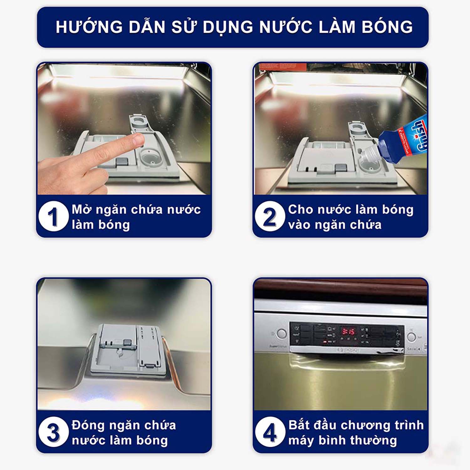 Hướng dẫn sử dụng Nước làm bóng FINISH chai 400ml Huong dan su dung Nuoc lam bong FINISH chai 400ml