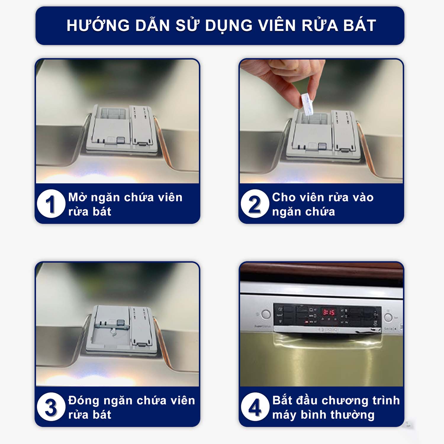 Viên rửa bát FINISH Classic hộp 100 viên 3 Huong dan su dung Vien rua bat FINISH Classic hop 100 vien