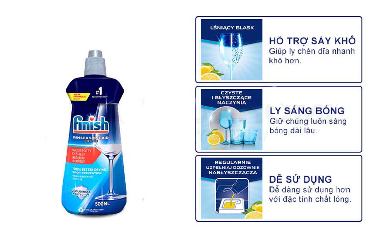 Nước làm bóng FINISH chai 400ml 1 Tinh nang Nuoc lam bong FINISH chai 400ml