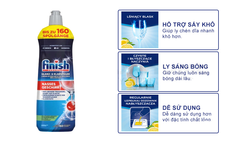 Nước làm bóng FINISH chai 800ml 1 Tinh nang Nuoc lam bong FINISH chai 800ml 1